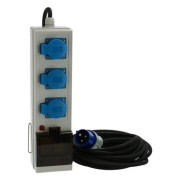 Verlängerungskabel Gimeg 10 m Elektrokabel mit 3 Steckdosen und Schutzschalter grau/schwarz black