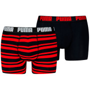 Herren-Boxershorts Puma Everyday Striped Boxers 2P schwarz/rot Red / Black