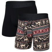 Herren-Boxershorts Saxx Droptemp Cooling Cotton Boxer Brf Fl 2Pk schwarz caribou/black