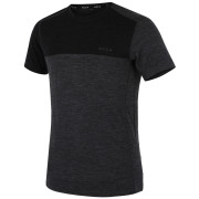 Herren-T-Shirt MOOA MerinoSilk Block 160 short schwarz black melange