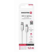 Lade- und Datenkabel Swissten Textile USB-C / Lightning 1,2 m silber stříbrná