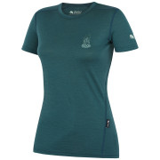 Damen-T-Shirt Zulu Merino Fire 160 Short petrolfarbe petrol