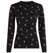 Damen-Funktionsshirt Icebreaker Women Merino 200 Oasis LS Crewe Snow Day schwarz Blck/Acdpnk/Aop