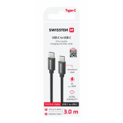 Lade- und Datenkabel Swissten Textile USB-C / USB-C 3 m schwarz černá
