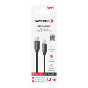 Lade- und Datenkabel Swissten Textile USB-C / USB-C 1,2 m schwarz černá