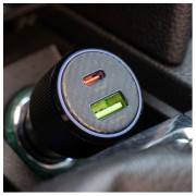 Adapter Swissten Car Charger USB-C PD + USB-A, 63W + cabel USB-C / USB-C, 1 m