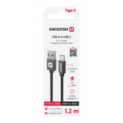 Lade- und Datenkabel Swissten Textile USB / USB-C 1,2 m schwarz černá