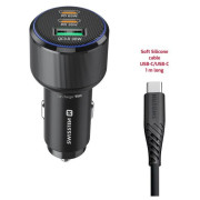 Adapter Swissten Car Charger 2x USB-C PD + USB-A, 95 W + cabel USB-C / USB-C, 1 m
