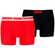 Herren-Boxershorts Puma Everyday Placed Logo Boxer 2P schwarz/rot Red / Black