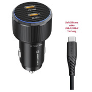 Adapter Swissten Car Charger 2X USB-C PD, 50W + cabel USB-C / USB-C, 1 m