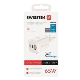 Adapter Swissten GaN Travel Charger 2X USB -C + USB-A