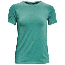 Damen-Funktionsshirt Under Armour Seamless Run SS grün Neptune / Jet Gray / Reflective