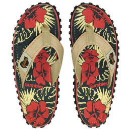 Damen Flip-Flops Gumbies Islander Denim Hibiscus blau/rot