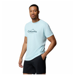 Herren-T-Shirt Columbia Zero Rules™ Light SS Graphic Crew hellblau Marine Light, Scripted Peaks