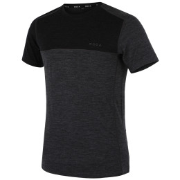 Herren-T-Shirt MOOA MerinoSilk Block 160 short schwarz black melange