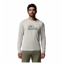 Herren-T-Shirt Columbia Parsons Point™ Ls Graphic Tee beige Dark Stone Heather Framed Peakscape