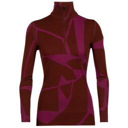 Damen Funktions-Sweatshirt Icebreaker 250 Vertex LS Half Zip Fractured Landscapes rot espresso/cherry/j