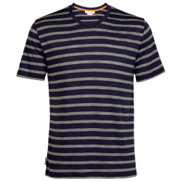 Herren-T-Shirt Icebreaker Drayden SS Tee Stripe dunkelblau midnight navy/gritstone heather/s