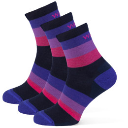 Socken Warg Happy Merino W Mixed Stripes 3 pack blau/lila Navy/Purple