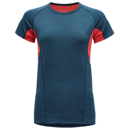 Damen-T-Shirt Devold Running Woman T-Shirt blau/rot Flood