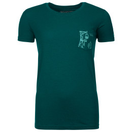 Damen-T-Shirt Ortovox W's 185 Merino Way To Powder TS grün PacificGreen