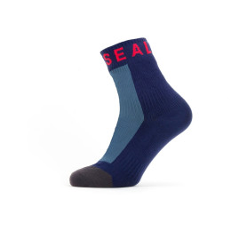 Wasserdichte Socken SealSkinz WP Warm Weather Ank Lenght + Hydrostop blau/grau NavyBlue/Gray/Red