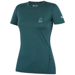 Damen-T-Shirt Zulu Merino Fire 160 Short petrolfarbe petrol