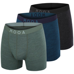 Herren-Boxershorts MOOA MerinoSilk 4in 3-pack mix1 black melange+lagoon blue melange+green melange