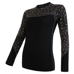 Damen-Funktionsshirt Sensor Merino Impress (long sleeve) schwarz Black/Pattern