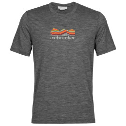 Herren-T-Shirt Icebreaker Tech Lite II SS Tee Mountain Geology grau gritstone heather