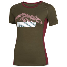 Damen-T-Shirt Zulu Merino Mountains 160 Short Block grün Olive