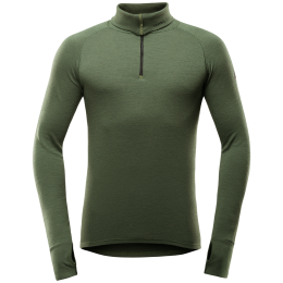 Herren-Rollkragenpullover Devold Expedition Man Zip Neck grün FOREST