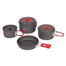 Geschirrset Bo-Camp Cookware set Explorer XL grau Gray/Red
