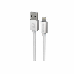 Lade- und Datenkabel Swissten Textile USB / Lightning 1,2 m silber stříbrná