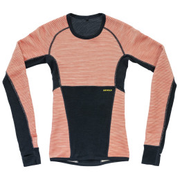 Damen-Funktionsshirt Devold Tuvegga Merino Shirt Wmn orange/schwarz CORAL