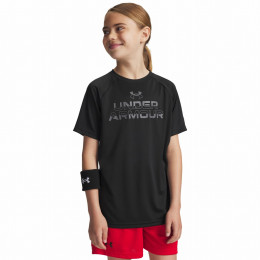 Kinder-T-Shirt Under Armour Tech Split Wordmark SS-BLK schwarz Black