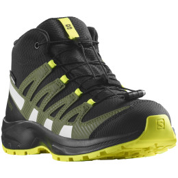Kinderschuhe Salomon Xa Pro V8 Mid Climasalomon™ Waterproof schwarz/gelb Black / Deep Lichen Green / Safety Yellow
