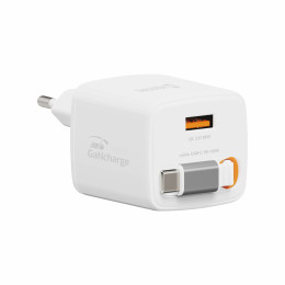 Adapter Swissten SlideCharge Gan 45W, 1X USB-A 18W + kabel USB-C 0,75 m weiß bílá