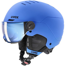 Kinder Skihelm Uvex Rocket Jr. Visor blau blue mat