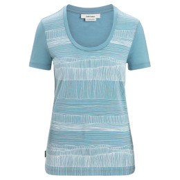 Damen-Funktionsshirt Icebreaker Tech Lite II SS Scoop Tee Reflection Lines hellblau Astral Blue