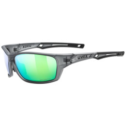Sonnenbrille Uvex Sportstyle 232 P grau/grün Smoke Mat / Polavision Mirror Green Cat