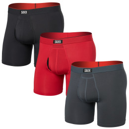 Boxershorts Saxx Multi-Sport Mesh Boxer Brief Fly 3Pk schwarz/rot sunset red/trblnce/fd blk
