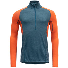 Herren-Funktionsshirt Devold Running Merino 130 Zip Neck Man blau/orange Pond