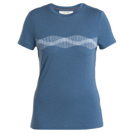 Damen-Funktionsshirt Icebreaker Women Merino 150 Tech Lite III SS Tee Mountain Lines blau Dawn