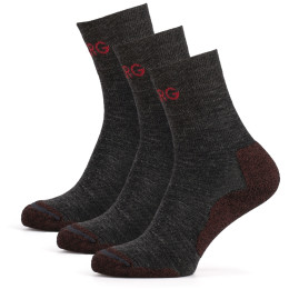 Damensocken Warg Trek Merino 3-pack grau/rot