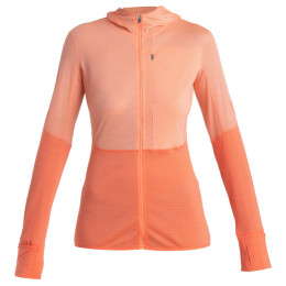 Damen Funktions-Sweatshirt Icebreaker Women Merino 200 Realfleece™ Descender LS Zip Hoodie orange Glow/Tang/Cb