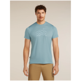Herren-Funktionsshirt Icebreaker Merino Blend 125 Cool-Lite™ Sphere SS Tee Across the Peaks hellblau FLINT BLUE