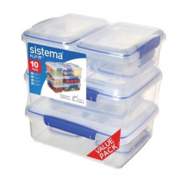Lebensmittelbox Sistema Ten Pack Sw Transparent Transparent with blue clips