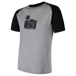 Herren-T-Shirt Sensor Merino Active Pt Camera grau/schwarz