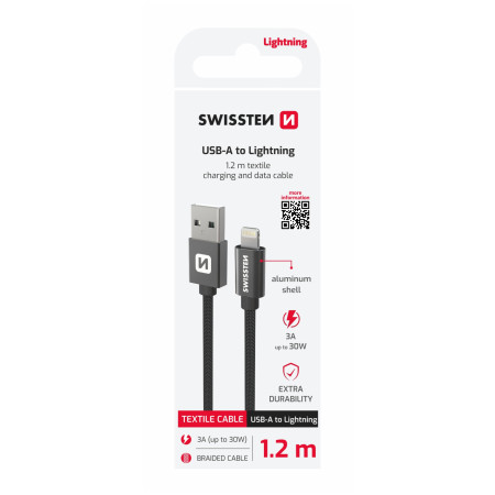 Lade- und Datenkabel Swissten Textile USB / Lightning 1,2 m